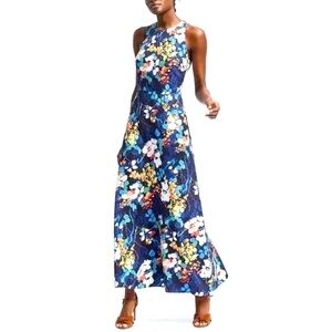 Banana Republic Bold Floral Maxi Dress in Blue Print size 2